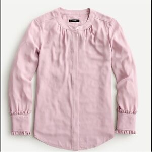 NWT J Crew Drapey Band Collar Shirt With Ruffle Cuffs